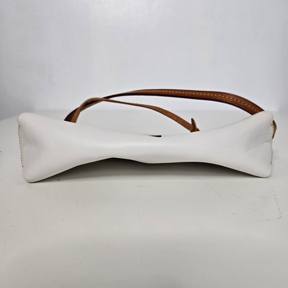 Dooney & Bourke Champ Pouchette White Leather Brown Strap Small Travel - Picture 5 of 10